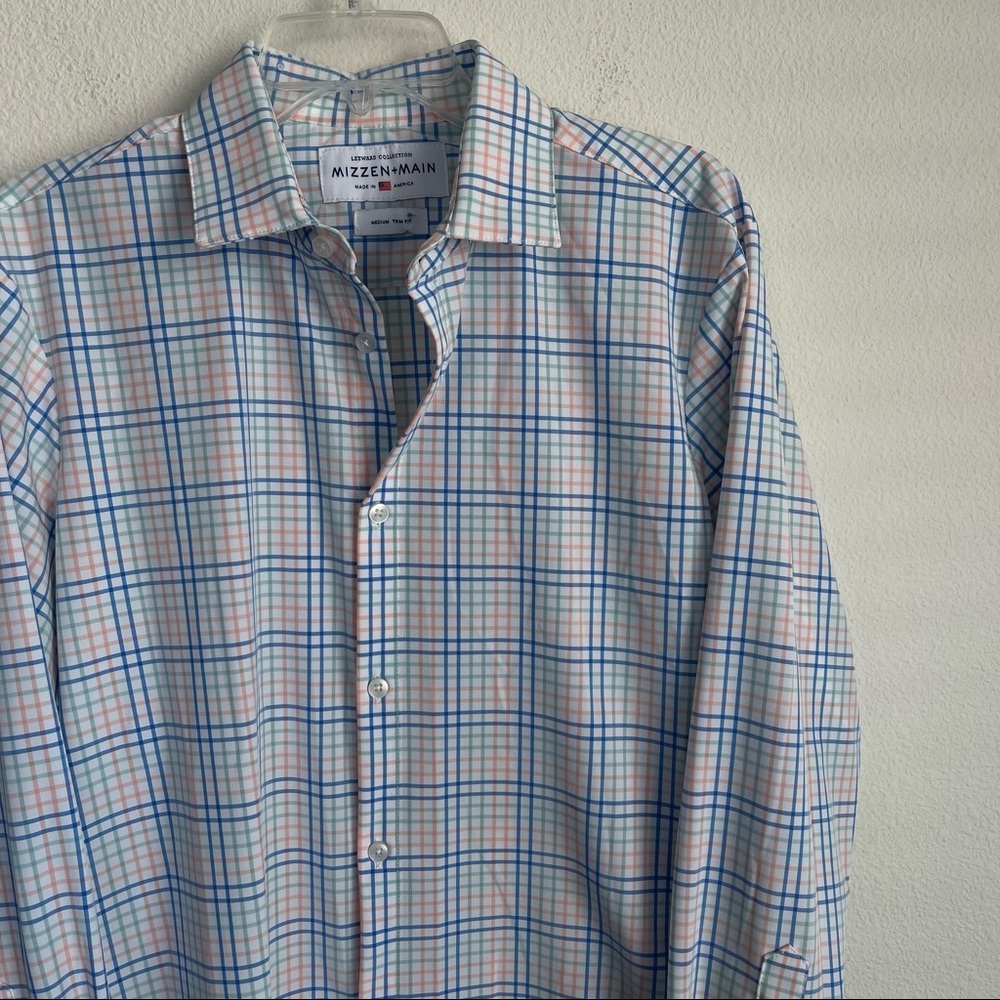 Mizzen Main Plaided Stretch Button Down Long Sleeve Shirt